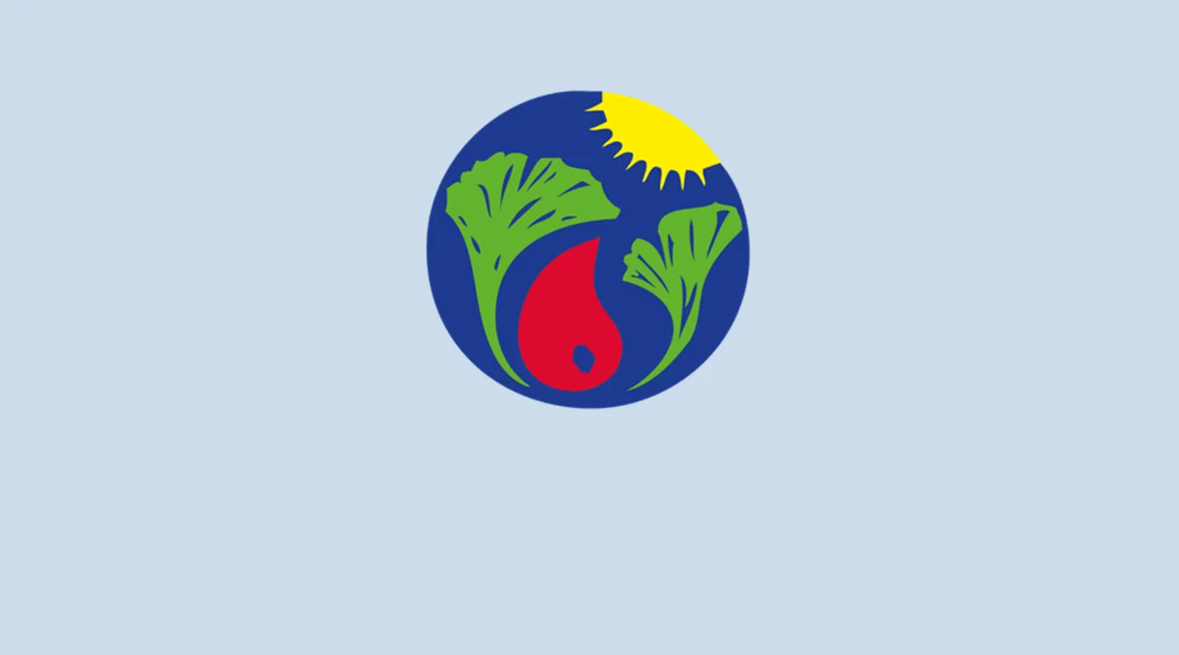 Illustrated logo with sun and plants (Photo)